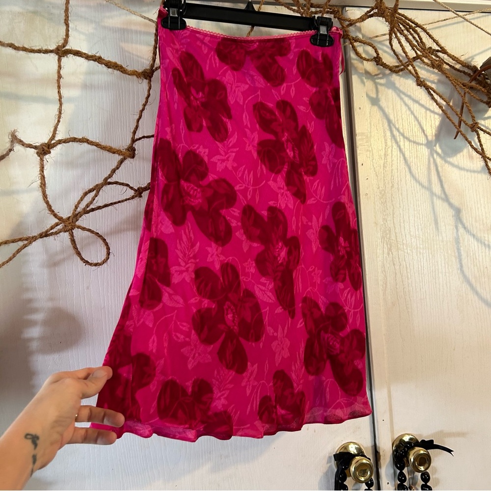 Bright Pink Vintage Flowered Skirt